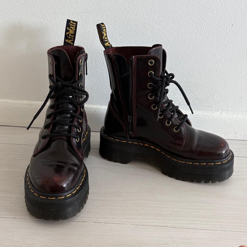 Dr. Martens Women's Dark Red Leather Combat Boots
